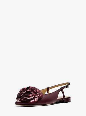 Elodie Embellished Leather Slingback Flat