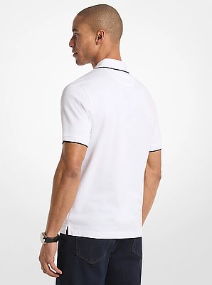 Cotton Jersey Zip-Up Polo Shirt