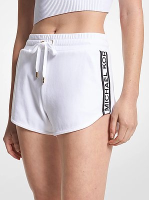 Shorts deportivos en mezcla de algod&oacute;n con cinta de logotipo