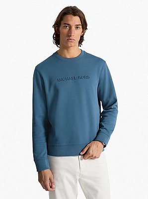 Sweater van katoenmix met logo in reli&euml;f