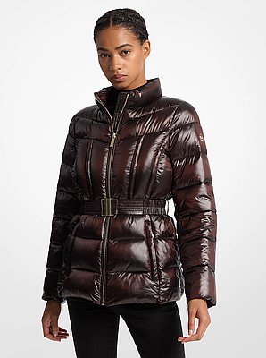 Packable Quilted Nylon and Faux Fur Trim Puffer Jacket