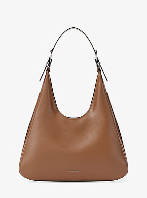 Nolita Large Pebbled Leather Hobo Shoulder Bag in LUGGAGE | Michael Kors image number 0