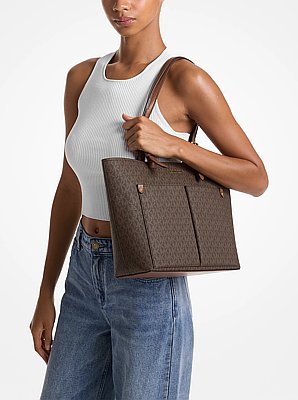 Jet Set Medium Logo Pocket Tote Bag