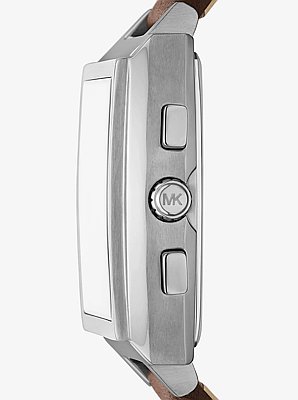 Oversized Rhys Silver-Tone and Leather Watch