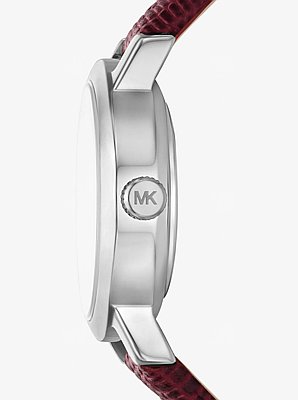 Petite Maude Silver-Tone and Lizard Embossed Leather Watch