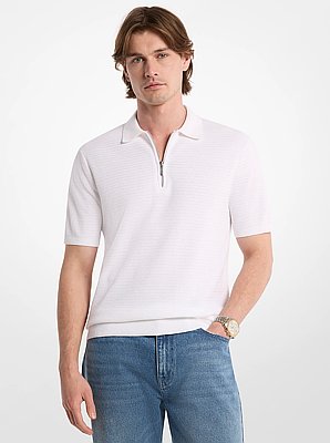 Poloshirt aus Baumwoll-Strick mit Rei&szlig;verschluss