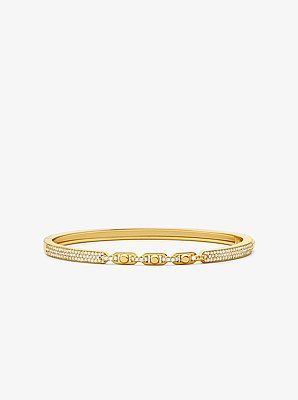 Astor Link Small Precious Metal-Plated Sterling Silver Pav&eacute; Bangle