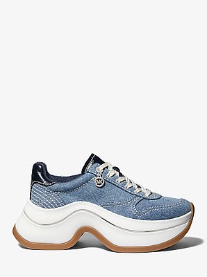 Sneaker Arla van denim en leer