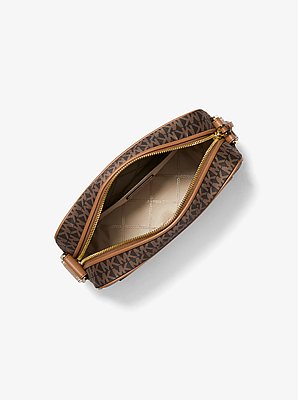 Jet Set Large Signature Logo Print Woven Crossbody Bag
