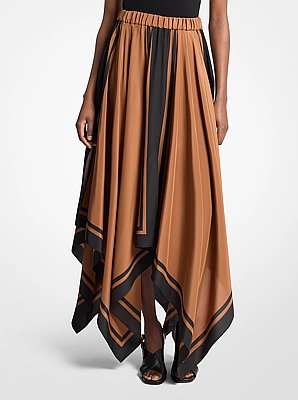 Silk Crepe De Chine Scarf Skirt