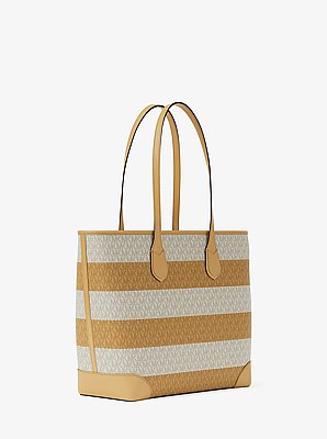 Bolso tote Eva grande a rayas con logotipo exclusivo
