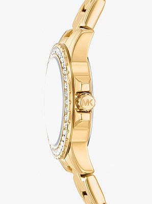 Ensemble-cadeau petite montre Everest de ton or et bracelet &agrave; pav&eacute;