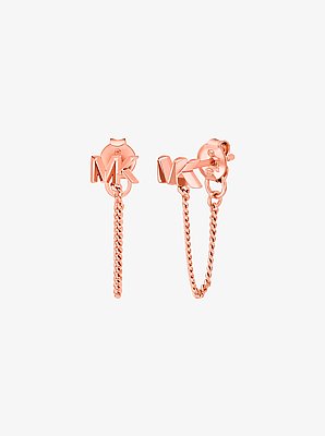 Precious Metal-Plated Sterling Silver Logo Chain Earrings