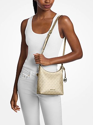 Maya Small Metallic Signature Logo Crossbody Bag