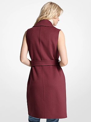 Wool Blend Belted Wrap Vest