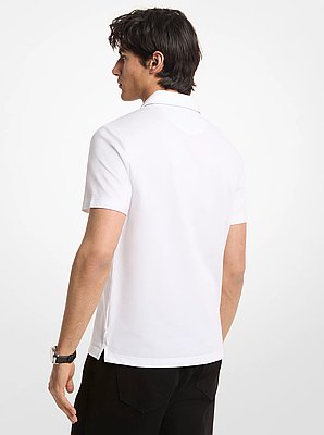 Cotton Blend Piqu&eacute; Zip-Up Polo Shirt