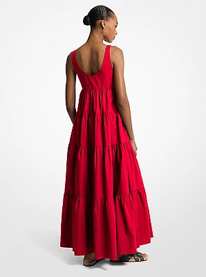 Stretch Cotton Tiered Dress