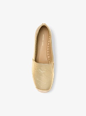 Lynn Crackled Metallic Leather Platform Espadrille