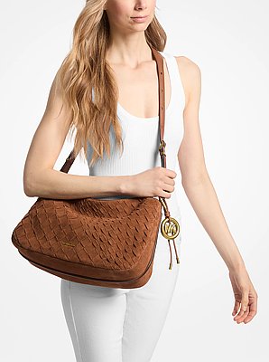 Nolita Medium Hand-Woven Suede Shoulder Bag