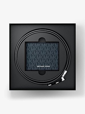 Signature Logo Wallet and Reversible Belt Gift Set