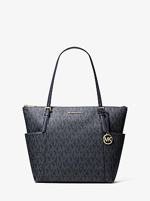 Charlotte Medium Signature Logo Top-Zip Tote Bag