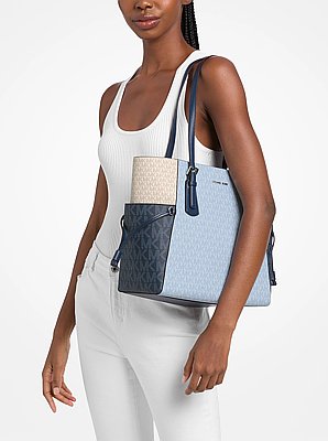 Voyager Large Color-Block Signature Logo Tote Bag