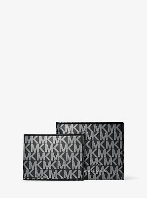 Hudson Metallic Signature Logo Billfold Wallet With Passcase