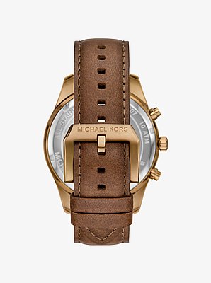 Oversized Lexington Beige Gold-Tone Leather Watch