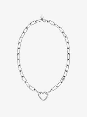 Collar de eslabones de coraz&oacute;n con incrustaciones