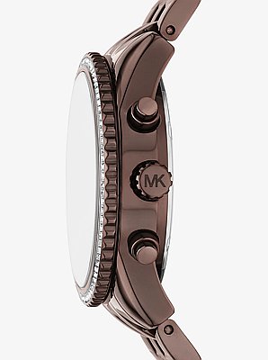Reloj Bryant mini en tono marr&oacute;n con incrustaciones