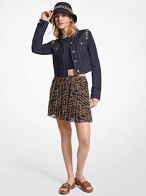 Status Print Georgette Pleated Skirt
