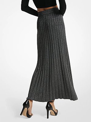 Metallic Ribbed Knit Skirt