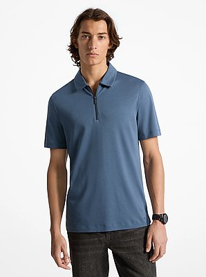 Polo in cotone con mezza zip