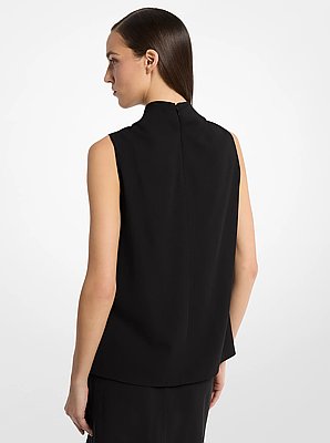 Draped Wool Crepe Sleeveless Blouse