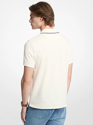Polo de algod&oacute;n el&aacute;stico y texturizado con cremallera