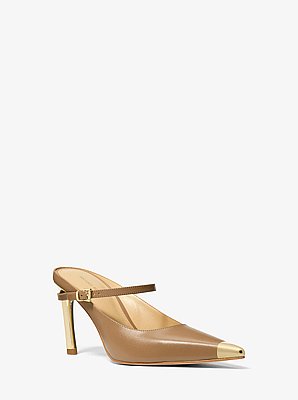 Kasia Leather High Mule Pump