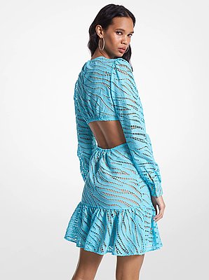 Zebra Eyelet Cotton Cutout Dress