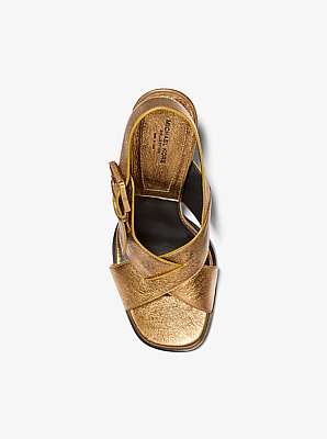 Jasmine Metallic Lizard Embossed Leather Sandal
