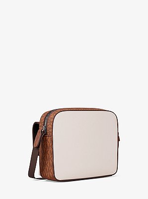 Cooper Medium Pebbled Leather and Signature Logo Camera Crossbody Bag