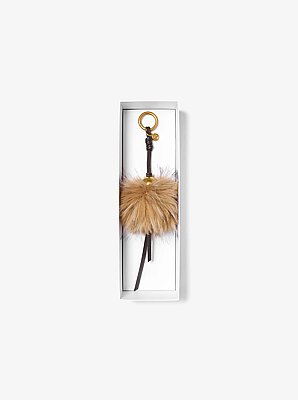 Gold-Tone Bead and Faux Fur Bag Charm