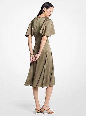 Midikleid aus Satin mit Cape-&Auml;rmeln