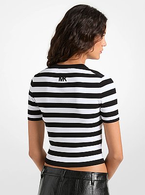 Striped Ribbed Stretch Knit Shirt