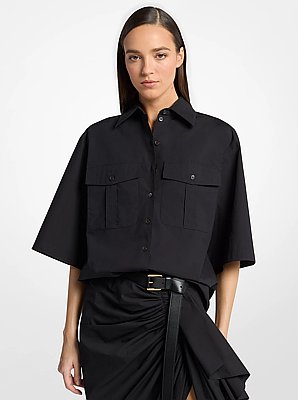 Washed Cotton Poplin Safari Shirt