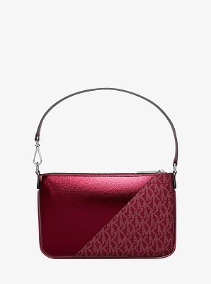 Jet Set Travel Metallic and Signature Logo Wristlet