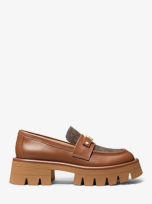 Loafer Mandy in pelle con stampa logo e plateau