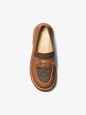 Loafer Mandy in pelle con stampa logo e plateau