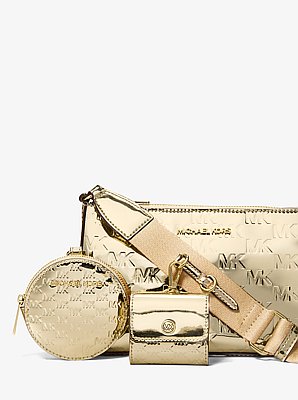 Jet Set Small Metallic Logo Debossed Crossbody Bag with Case for Apple Airpods Pro&reg;