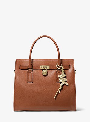 Metallic Puffy Logo Leather Bag Charm