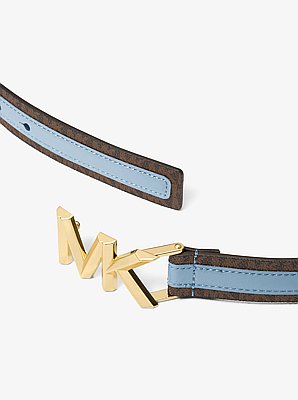 G&uuml;rtel aus Leder und Signature-Logostoff