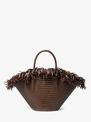 Bolso tote Sardinia grande de cuero tejido a mano